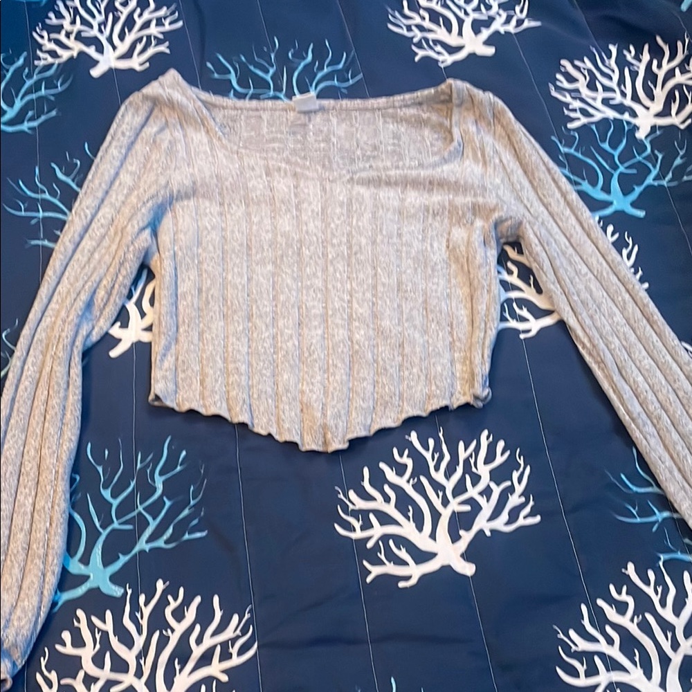 SHEIN Gray Ribbed Kids Blouse